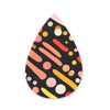 P1044 - 10 pcs. Black and Orange Stripe Dot Faux Leather Dangle Charms Pendants - Teardrop - 56mm (2.2") - Great for Earrings! Double Sided