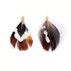 P855 - 10 pcs White and Maroon Dangle Charms Pendants - Feather - Gold Plated Crimps - 40mm (1.6") - Great for Light Earrings, Necklaces or Dangles