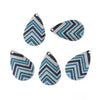 P870 - 10 pcs Silver Tone and Blue Multicolor Teardrop Metal Enamel Dangle Charms Pendants - 28mm x 18mm - 1.1" - Zig Zag - For Earrings, Dangles