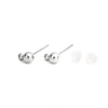 E478 - 10 pcs. (5 pairs) 304 Stainless Steel Earring Ball Posts Settings with Loop - 16mm x 6mm - Silver Tone - 4mm Ball Diameter - with Stoppers