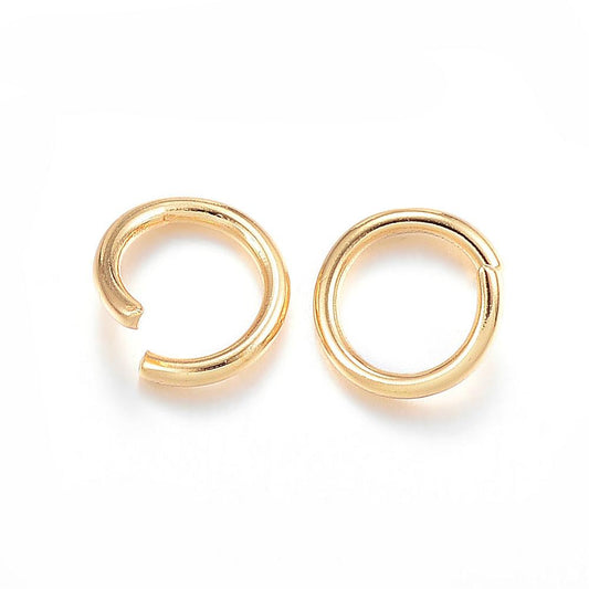 J288 - 50 pcs 304 Stainless Steel Golden Open Jump Rings 7mm - 18 Gauge (1mm Thick) - Tarnish Resistant!