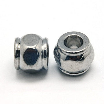 BD691 - 10 pcs 304 Stainless Steel Column Spacer Beads - 12mm x 11mm - Hole: 6mm - Silver Tone - Tarnish Resistant! For Paracord and European Beads