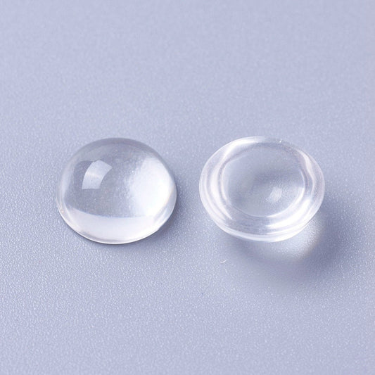 CA582 - Lot of 100 Circle Clear Round Glass Dome Seals Tiles - 10mm (0.4 in) - 3.5mm Thick - Flatback