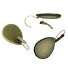 E215 - 10 pcs. Antique Bronze Earring Clips Settings Lever Back Bezels Cabochons - 25mm x 18mm Glue Pad Setting - Teardrop