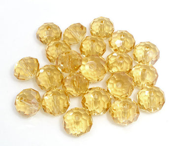 CA813 - 20 pcs. Champagne Crystal Glass Faceted Rondelle Beads - 8mm - Hole Size: 1.3mm