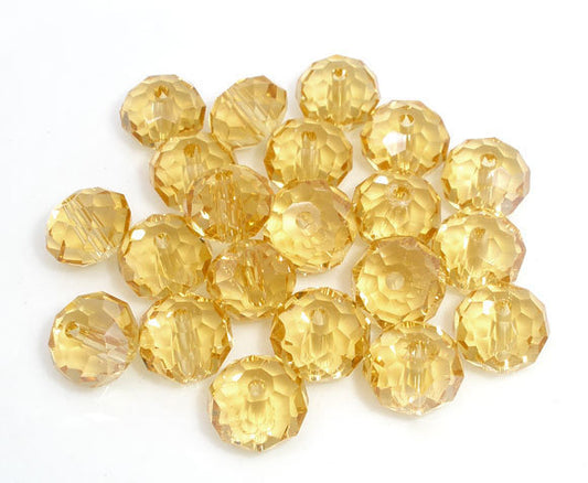 CA813 - 20 pcs. Champagne Crystal Glass Faceted Rondelle Beads - 8mm - Hole Size: 1.3mm