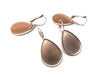 E509 - 6 pcs. (3 pairs) Stainless Steel Rose Gold Teardrop Earring Clips Lever Back Bezels Cabochons - 25mm x 18mm Glue Pad Setting - Drop