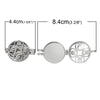 P287 - 2 pcs. Silver Tone Carved Round Heart Pattern Pendant Photo Picture Locket Box - 44mm x 33mm - Perfume Diffuser!