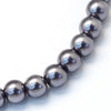 BD104 - 4mm Silver Charcoal Glass Pearl Imitation Round Beads - 32 inch strand - Approx. 210 beads - Hole Size: 1mm