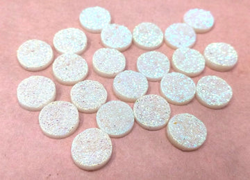 CA762 - 10 pcs Druzy Resin Embellishment Cabochons Sandy White - 12mm