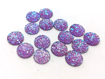 CA734 - 10 pcs Druzy Resin Embellishment Cabochons Purple - 8mm - Dome Circle