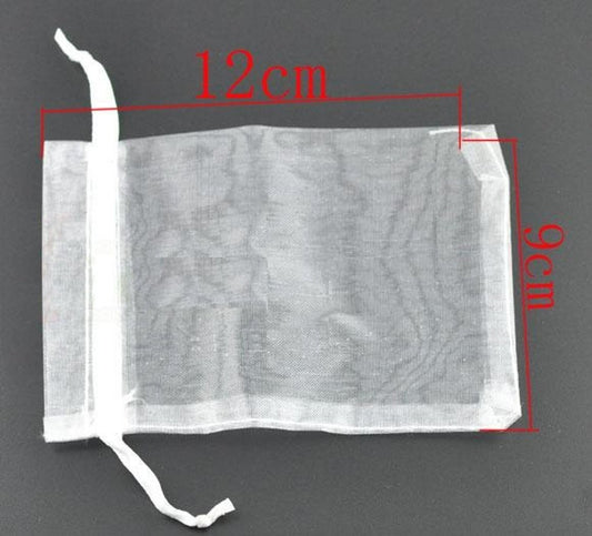 S028 - 50 pcs. White Organza Bags - 12cm x 9cm (4.72 in x 3.54 in)