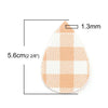 P1089 - 10 pcs Orange and White Faux Leather Dangle Pendants - Teardrop - Gingham Pattern - 56mm (2.2") -Great for Earrings or Dangles! Double-Sided