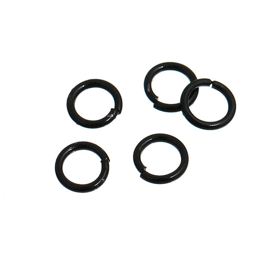 J032 - 100 pcs Black Plated Open Jump Rings 6mm - 18 Gauge (1mm Thick) - Great Quality!