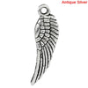 P339 - 50 pcs. SMALL Tibetan Antique Silver Tone Wings Charms - 17x5mm