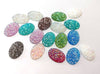 CA613 - 10 pcs Drusy Druzy Resin Embellishment Oval Cabochons - Assortment - Dome - 25x18mm - 25mm x 18mm - 18x25mm - Thickness: 5mm