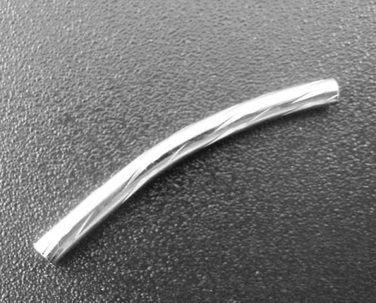 BD351 - 100 pcs. Antique Silver Noodle Tube Long Thin Smooth Curved Beads - 25mm x 2mm (1") - Made of Copper! High Quality! Hole Size: 1.5mm
