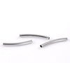 BD402 - 50 pcs. Silver Tone Noodle Smooth Pattern Tube Long Thin Curved Beads - 39mm x 4mm (1.54" x 0.16")