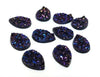 CA660 - 10 pcs Druzy Resin Embellishment Cabochons Magenta Purple Indigo Multicolor - 14x10mm - Teardrop - 14mm x 10mm - 3mm Thick