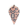 P909 - 10 pcs. Leopard Faux Leather Dangle Charms Pendants - Pinch Leaf - Black Pink - Silver Tone Jump Ring - 62mm (2.5") - Double Sided