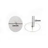 E398 - 50 pcs. (25 pairs) 304 Stainless Steel Earring Posts/Bases/Studs/Settings with Rubber Backs - 12mm x 14mm - 14mm Glue Pad