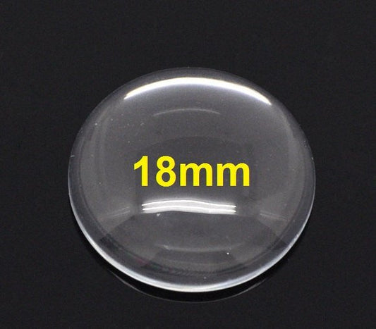 CA281 - 10 pcs. Circle Clear Round Glass Dome Seals Tiles - 18 mm (0.71 in)