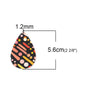 P1044 - 10 pcs. Black and Orange Stripe Dot Faux Leather Dangle Charms Pendants - Teardrop - 56mm (2.2") - Great for Earrings! Double Sided