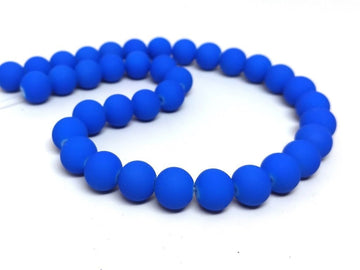 BD227 - 40 Beads - 10mm Cobalt Blue Rubberized Glass Round Beads - 15.7" strand - Approx 40 beads per strand - Hole Size: 1.3mm