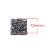 CA205 - 10 pcs Druzy Resin Embellishment Cabochons Dark Grey Gray Silver Gunmetal - 12mm - Square