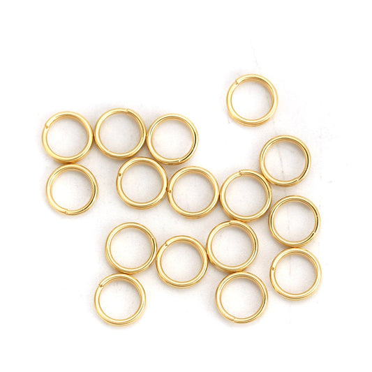 J202 - 50 pcs Double Rings - 316 Stainless Steel Gold Plated Split Jump Rings - 6mm - 0.7mm Wire Thickness - 1.4mm Total Thickness - Tarnish Resist