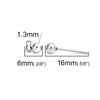E478 - 10 pcs. (5 pairs) 304 Stainless Steel Earring Ball Posts Settings with Loop - 16mm x 6mm - Silver Tone - 4mm Ball Diameter - with Stoppers