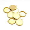 P019 - 5 pcs. 304 Stainless Steel Circle Round Bezel Pendant Tags Trays - Golden - 16mm Glue Pad Setting - Tarnish Resistant!