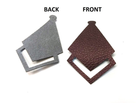 P396 - 10 pcs. Metallic Brown Faux Leather Textured Dangle Charms Pendants - Diamond Teardrop - 58mm (2.3") -Great for Light Earrings or Dangles!