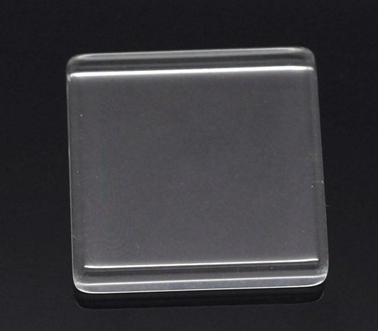 CA285 - 10 pcs. Square Clear Glass Dome Seals Tiles - 25mm (1 in)