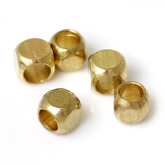 BD543 - 500pcs Gold Plated Copper Polygon Cuboid Spacer Seed Faceted Beads - 2.5mm x 2.5mm