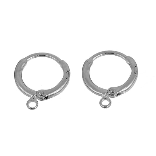 E445 - 10 pcs (5 pairs) Silver Tone Leverback Earrings - 16mm x 13mm