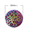 CA1025 - 10 pcs Resin Embellishment Druzy Cabochons Red Yellow Swirl Multicolor AB - 25mm (1 inch)
