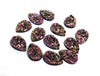 CA661 - 10 pcs Druzy Resin Embellishment Cabochons Magenta Pink Gold Multicolor - 14x10mm - Teardrop - 14mm x 10mm - 3mm Thick