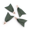 P451 - 10 pcs. Green Faux Leather Tassel Dangle Charms Pendants - Golden - 5.2cm (2.05") x 3.3cm (1.3") - Great for Light Earrings and Dangles!