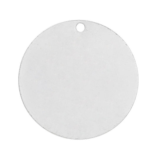 P986 - 25 pcs. Silver Plated Circle Round Stamping Tags- 20mm