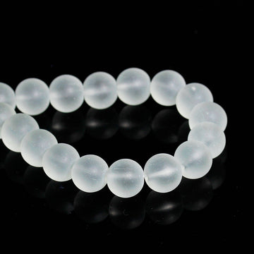 BD742 - 10mm Clear Frosted Glass Round Beads - 16" strand (41cm) - Approx 40 beads per strand - Hole Size: 1mm