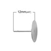 E398 - 50 pcs. (25 pairs) 304 Stainless Steel Earring Posts/Bases/Studs/Settings with Rubber Backs - 12mm x 14mm - 14mm Glue Pad