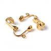 E493 - 10 pcs. Golden Earring Clips Settings Lever Back with Loop - 15mm x 13.5mm - Great for Non-pierced Unpierced Ears