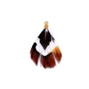 P855 - 10 pcs White and Maroon Dangle Charms Pendants - Feather - Gold Plated Crimps - 40mm (1.6") - Great for Light Earrings, Necklaces or Dangles