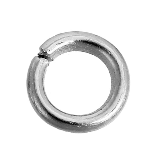 J203 - 1000 pcs Silver Tone Open Jump Rings - 5mm - 18 Gauge (1mm Thick)