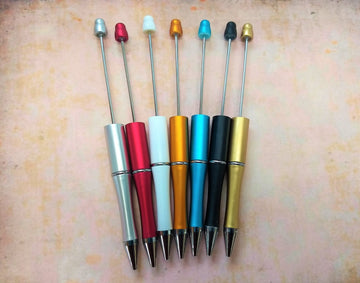 BD643 - 1 pc. Black Ink Blank Beadable Pens - Add any beads that are 2mm or thicker! 15cm long - Screw clasp