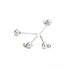 E478 - 10 pcs. (5 pairs) 304 Stainless Steel Earring Ball Posts Settings with Loop - 16mm x 6mm - Silver Tone - 4mm Ball Diameter - with Stoppers