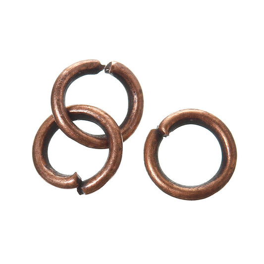 J273A - THICK - 1000 pcs Antique Copper Open Jump Rings - 6mm x 1mm - 18 Gauge (1mm thick) - Made of Alloy