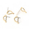 E722 - 10 pcs. (5 pairs) Gold Plated Earring Posts/Bases/Studs/Settings with Loop - Hammered Style - Heart - 14mm x 12mm - Hole Size: 1mm