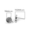 E503 - 10 pcs 304 Stainless Steel Silver Earring Posts Studs Settings Bezels Cabochons Tacks with Loop - 10mm Glue Pad Setting - Perpendicular Loop